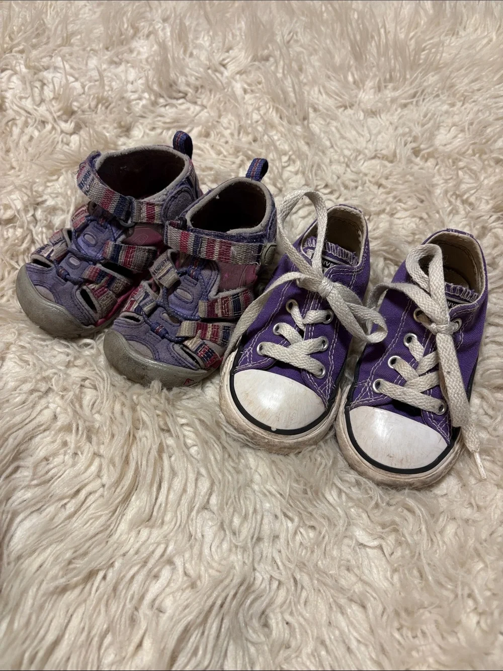 Keen Kids Purple Multi-Striped Sport Sandals & Purple Canvas Shoes